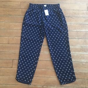 J. Crew Blue White Anchor Sailor Cropped Pant XS
